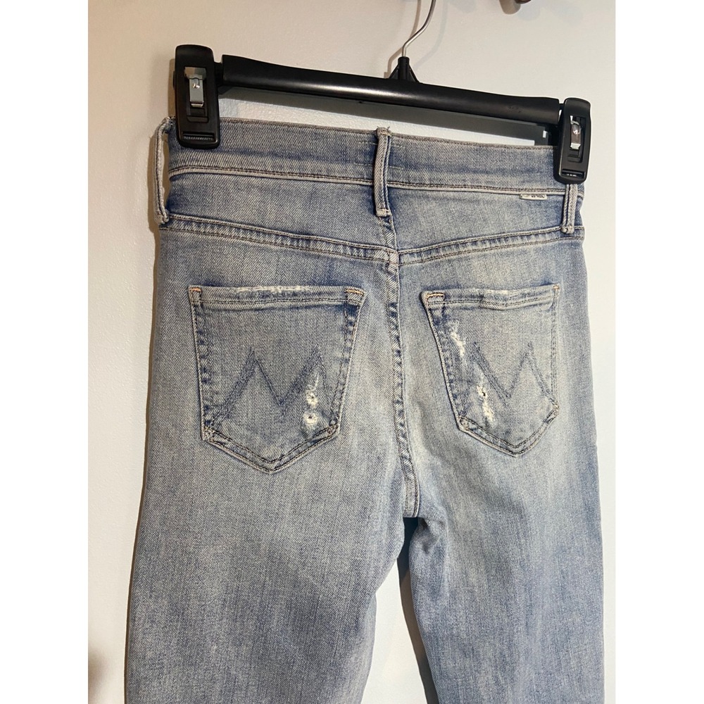 Mother Rascal Ankle Snippet Blast From Past Striaght Mid Distress Light Wash 23 - Picture 3 of 10